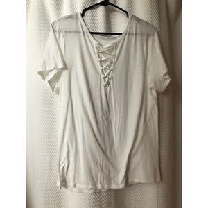 Lace up white tee